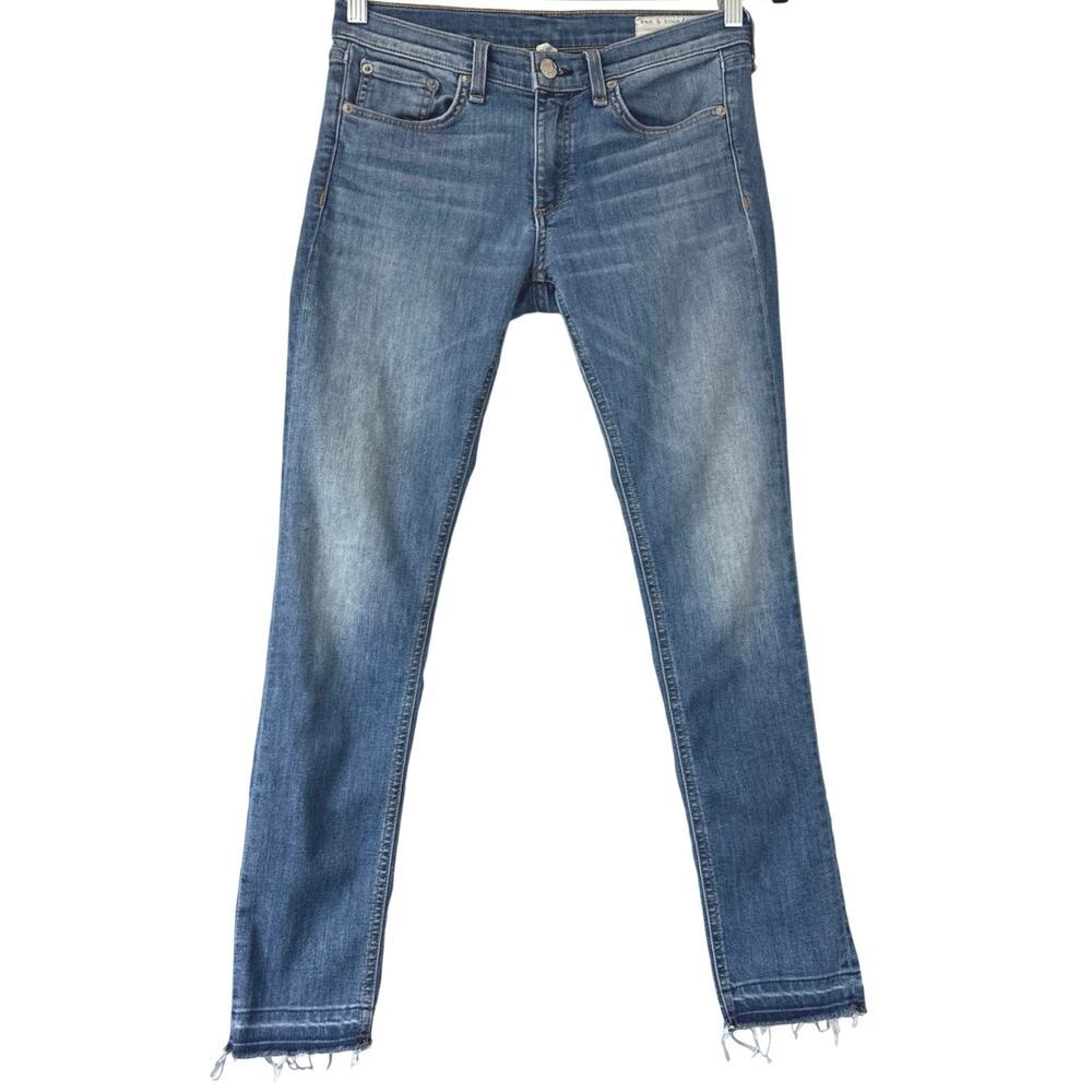 Rag & Bone Womens Cate Mid-Rise Ankle Skinny Raw Hem in CLN LLY DALE Size 27